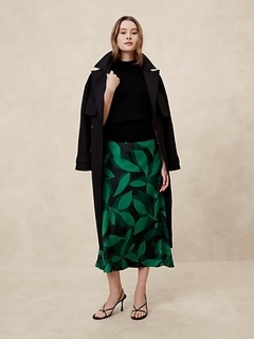Banana Republic Factory Green Multi-Print Slip Midi Skirt XL New